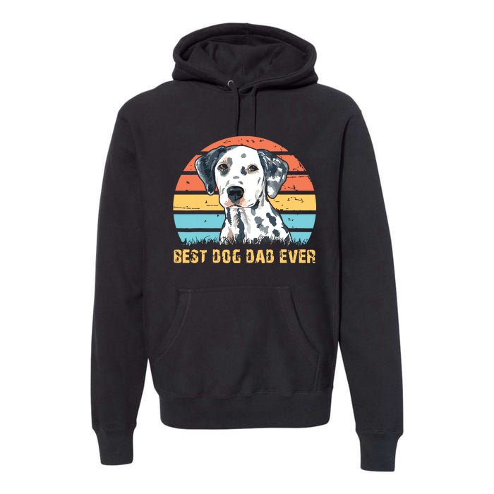 Men Quote Best Dog Dad Ever Vintage Dalmatian Lover Premium Hoodie