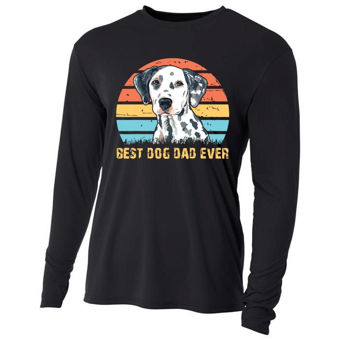 Men Quote Best Dog Dad Ever Vintage Dalmatian Lover Cooling Performance Long Sleeve Crew