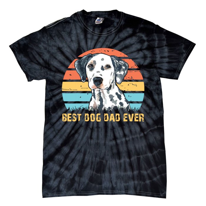 Men Quote Best Dog Dad Ever Vintage Dalmatian Lover Tie-Dye T-Shirt