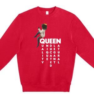 Melanin Queen Black History Month BLM Afro Woman Pan African Premium Crewneck Sweatshirt