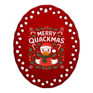 Merry Quackmas Christmas Rubber Duck Tank Top Ceramic Oval Ornament