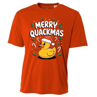 Merry Quackmas Christmas Rubber Duck Cooling Performance Crew T-Shirt