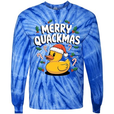 Merry Quackmas Christmas Rubber Duck Tie-Dye Long Sleeve Shirt