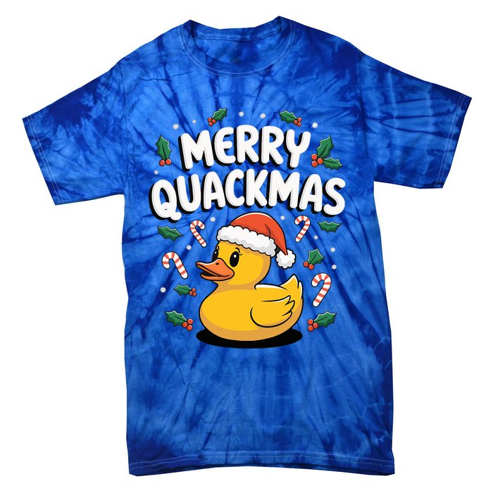 Merry Quackmas Christmas Rubber Duck Tie-Dye T-Shirt