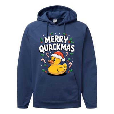 Merry Quackmas Christmas Rubber Duck Performance Fleece Hoodie