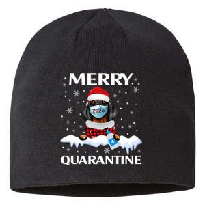 Merry Quarantine Christmas 2020 Dachshund Mask Family Gift Sustainable Beanie