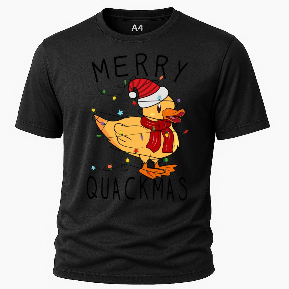 Merry Quackmas Duck Funny Christmas Lights Gift Xmas Holiday Cooling Performance Crew T-Shirt