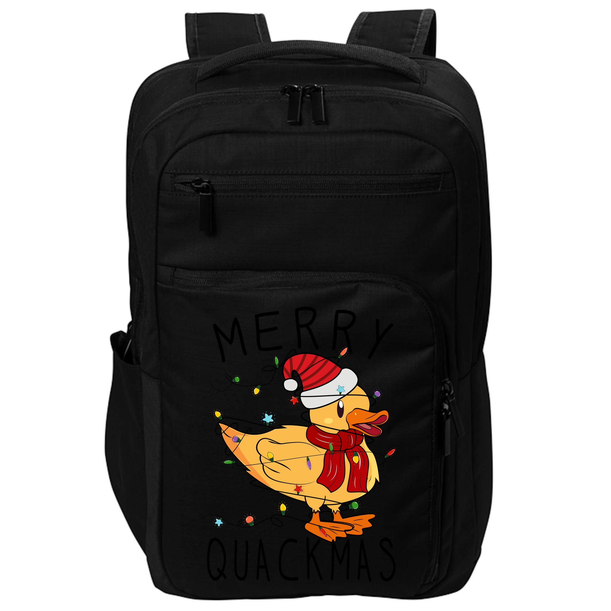 Merry Quackmas Duck Funny Christmas Lights Gift Xmas Holiday Impact Tech Backpack