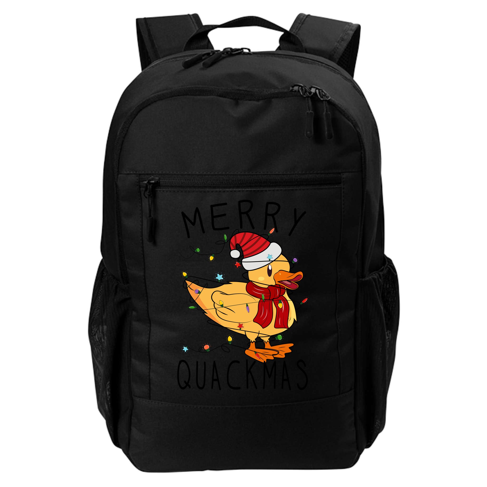 Merry Quackmas Duck Funny Christmas Lights Gift Xmas Holiday Backpack
