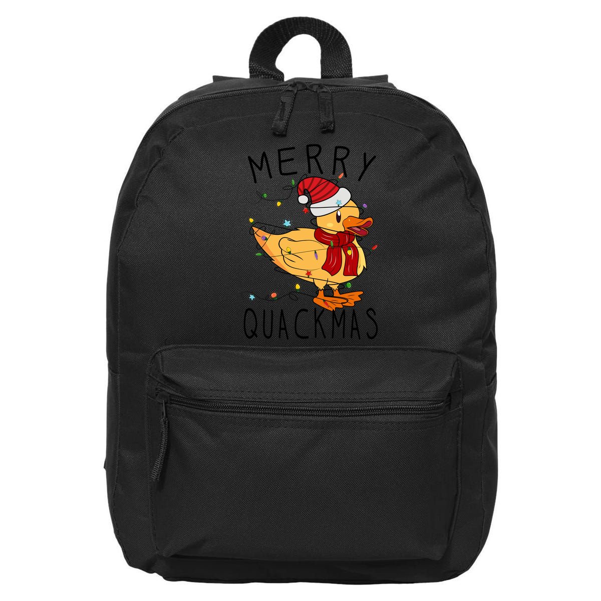 Merry Quackmas Duck Funny Christmas Lights Gift Xmas Holiday 16 in Basic Backpack