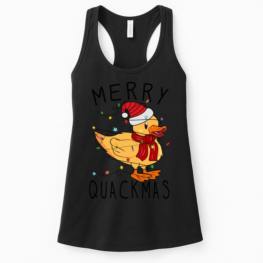 Merry Quackmas Duck Funny Christmas Lights Gift Xmas Holiday Womens Tank Top