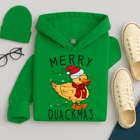 Merry Quackmas Duck Funny Christmas Lights Gift Xmas Holiday Hoodie