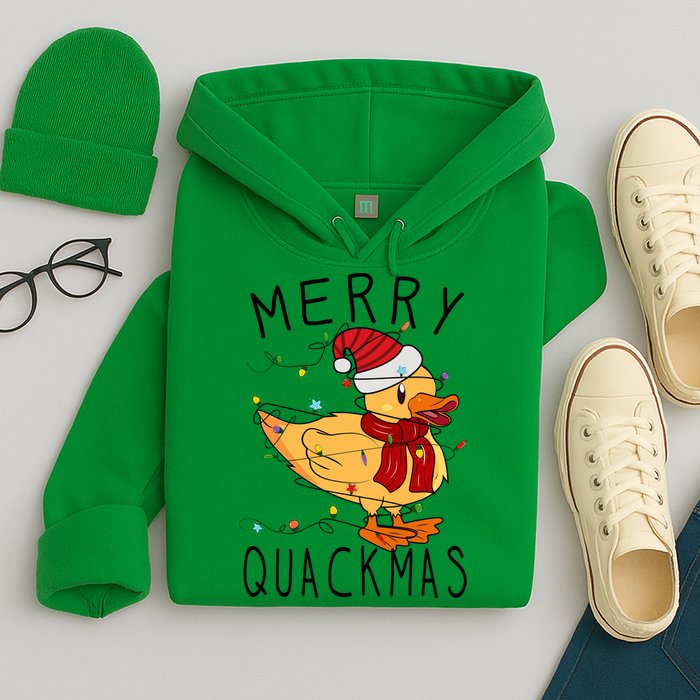 Merry Quackmas Duck Funny Christmas Lights Gift Xmas Holiday Hoodie
