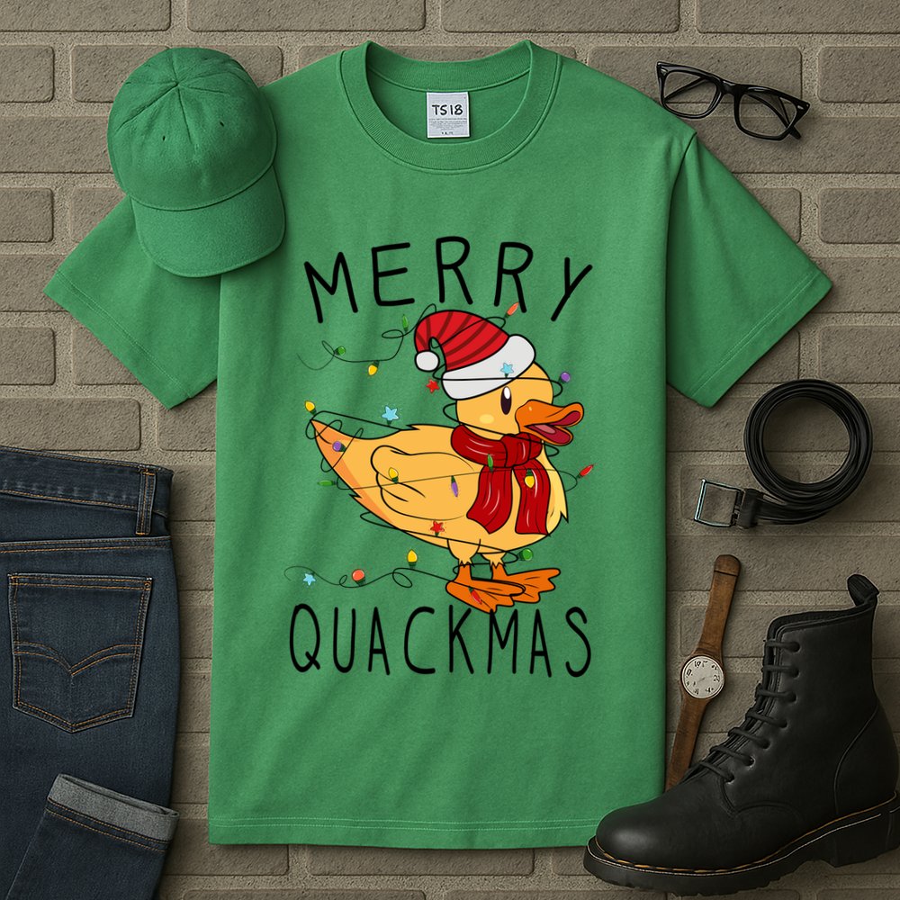 Merry Quackmas Duck Funny Christmas Lights Gift Xmas Holiday Tall T-Shirt