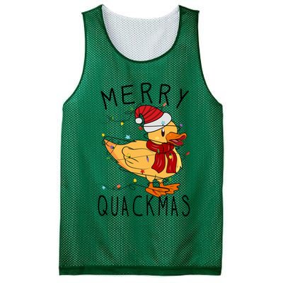 Merry Quackmas Duck Funny Christmas Lights Gift Xmas Holiday Mesh Reversible Basketball Jersey Tank