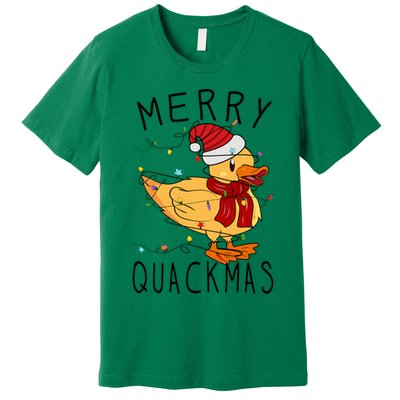 Merry Quackmas Duck Funny Christmas Lights Gift Xmas Holiday Premium T-Shirt