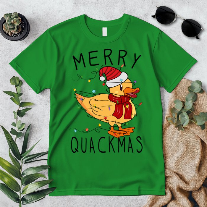 Merry Quackmas Duck Funny Christmas Lights Gift Xmas Holiday Premium T-Shirt