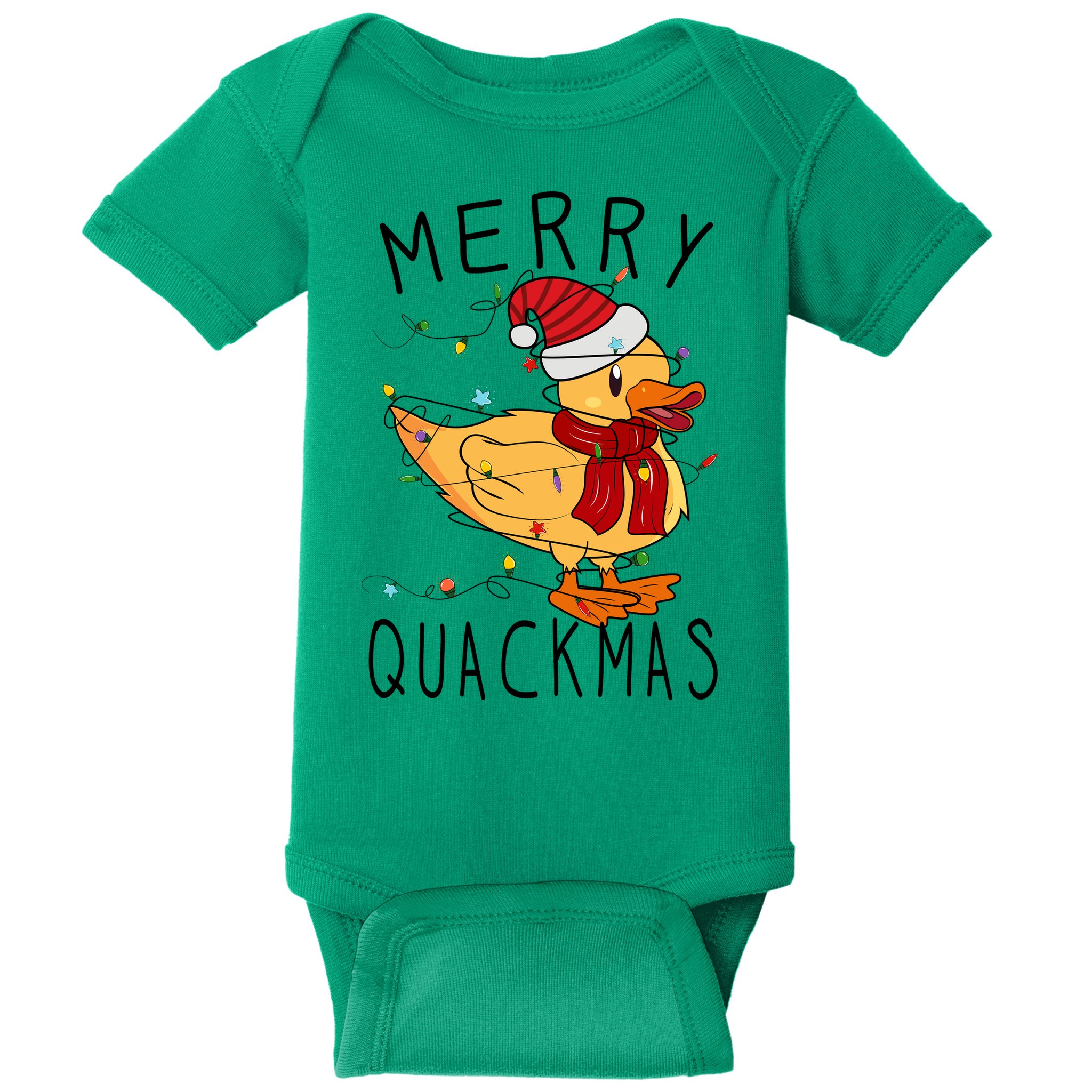 Merry Quackmas Duck Funny Christmas Lights Gift Xmas Holiday Baby Bodysuit