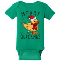 Merry Quackmas Duck Funny Christmas Lights Gift Xmas Holiday Baby Bodysuit