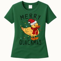 Merry Quackmas Duck Funny Christmas Lights Gift Xmas Holiday Womens T-Shirt