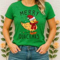 Merry Quackmas Duck Funny Christmas Lights Gift Xmas Holiday Womens T-Shirt