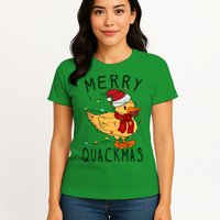 Merry Quackmas Duck Funny Christmas Lights Gift Xmas Holiday Womens T-Shirt