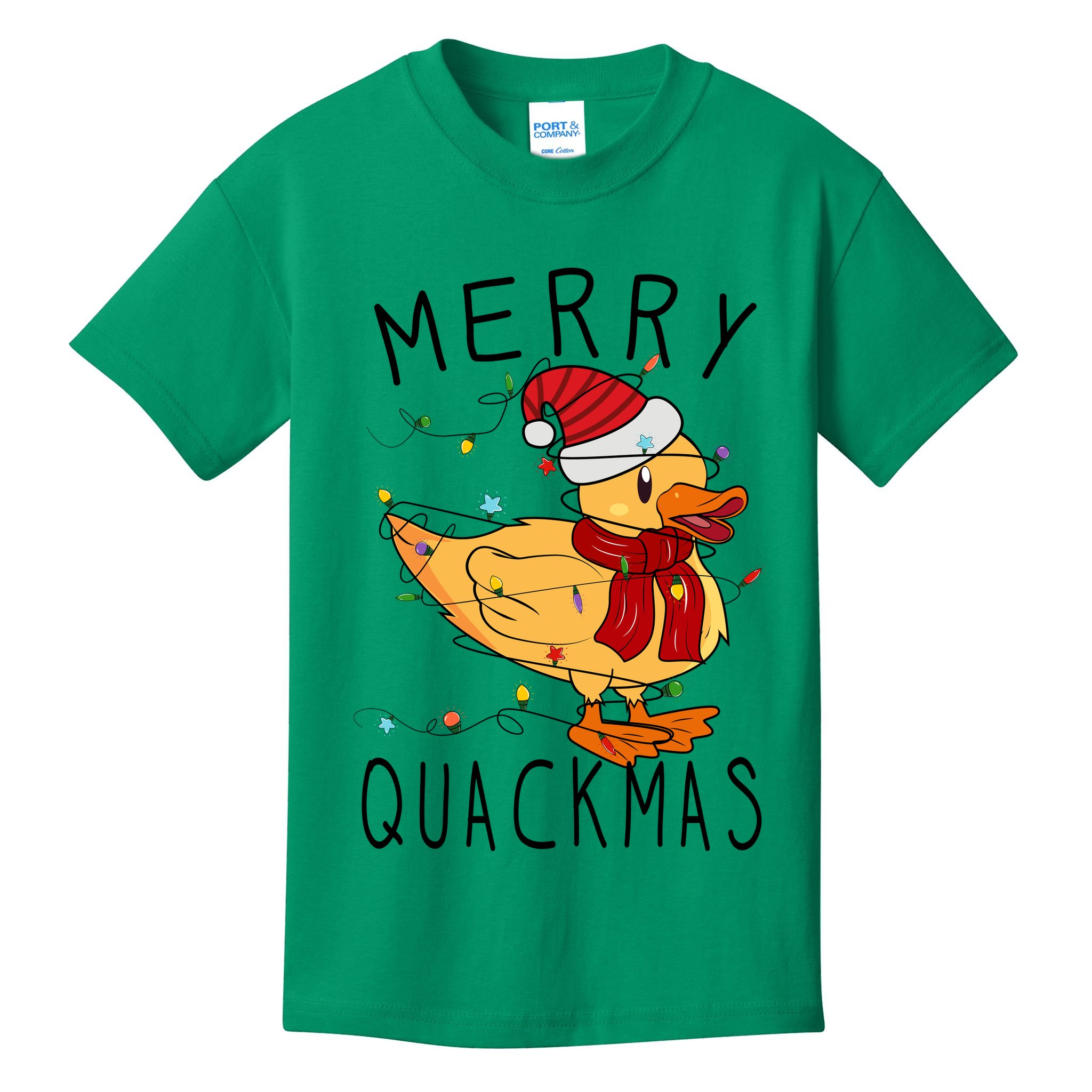 Merry Quackmas Duck Funny Christmas Lights Gift Xmas Holiday Kids T-Shirt