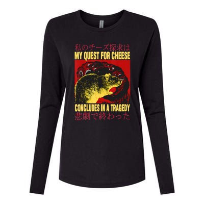 My Quest For Cheese Rat Womens Cotton Relaxed Long Sleeve T-Shirt