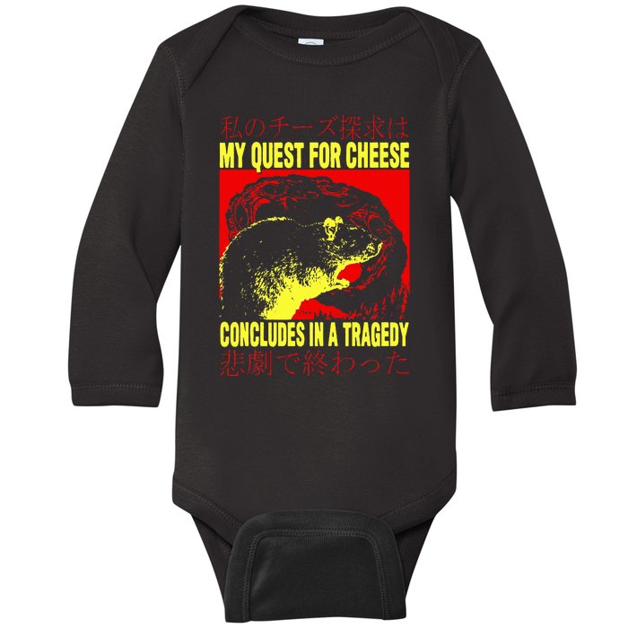 My Quest For Cheese Rat Japanese Rat Baby Long Sleeve Bodysuit