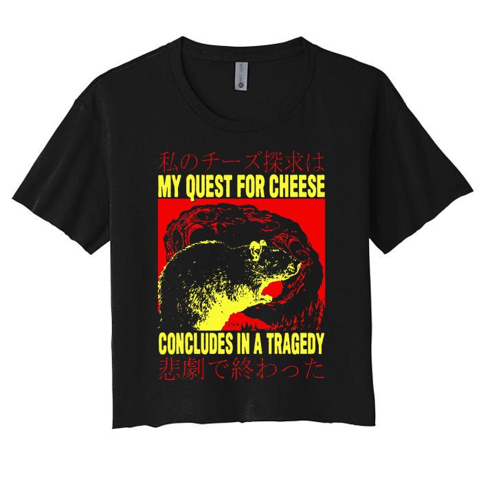 My Quest For Cheese Rat Japanese Rat Women's Crop Top Tee