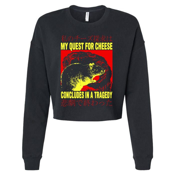 My Quest For Cheese Rat Japanese Rat Cropped Pullover Crew