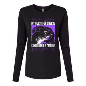 My Quest For Cheese Rat Japanese Womens Cotton Relaxed Long Sleeve T-Shirt