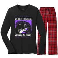 My Quest For Cheese Rat Japanese Women's Long Sleeve Flannel Pajama Set 