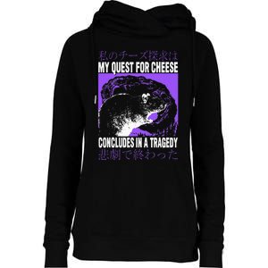 My Quest For Cheese Rat Japanese Womens Funnel Neck Pullover Hood