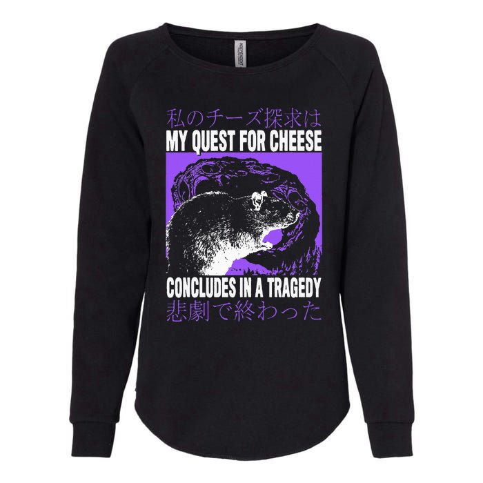 My Quest For Cheese Rat Japanese Womens California Wash Sweatshirt