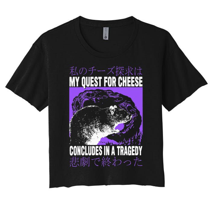 My Quest For Cheese Rat Japanese Women's Crop Top Tee