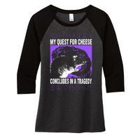 My Quest For Cheese Rat Japanese Women's Tri-Blend 3/4-Sleeve Raglan Shirt