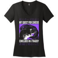 My Quest For Cheese Rat Japanese Women's V-Neck T-Shirt