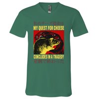 My Quest For Cheese Rat V-Neck T-Shirt