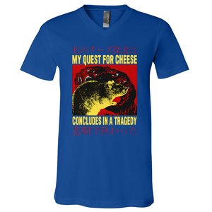 My Quest For Cheese Rat V-Neck T-Shirt