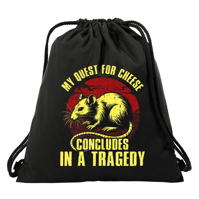 My Quest For Cheese Concludes In A Tragedy Rat Drawstring Bag