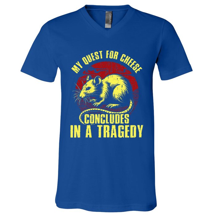 My Quest For Cheese Concludes In A Tragedy Rat V-Neck T-Shirt