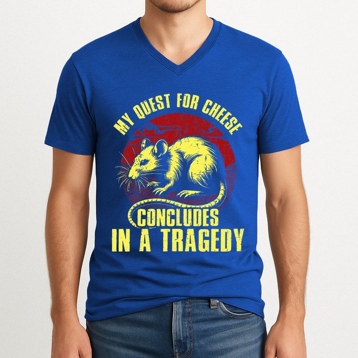 My Quest For Cheese Concludes In A Tragedy Rat V-Neck T-Shirt