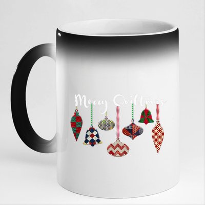 Merry Quiltmas Funny Christmas Quilt Ornament Sewing Gift 11oz Black Color Changing Mug