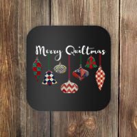 Merry Quiltmas Funny Christmas Quilt Ornament Sewing Gift Coaster