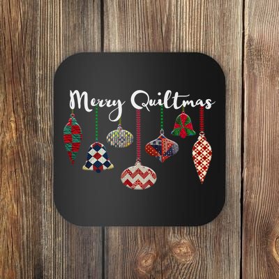 Merry Quiltmas Funny Christmas Quilt Ornament Sewing Gift Coaster