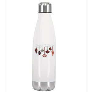 Merry Quiltmas Funny Christmas Quilt Ornament Sewing Gift Stainless Steel Insulated Water Bottle