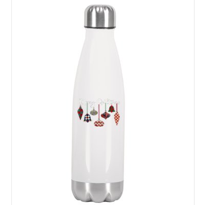 Merry Quiltmas Funny Christmas Quilt Ornament Sewing Gift Stainless Steel Insulated Water Bottle