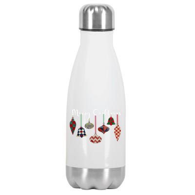 Merry Quiltmas Funny Christmas Quilt Ornament Sewing Gift Stainless Steel Insulated Water Bottle