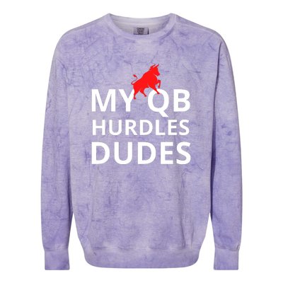 My Qb Hurdles Dudes Funny Colorblast Crewneck Sweatshirt